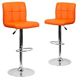 Flash Furniture Contemporary Vinyl Adjustable Height Barstool with Back, Orange, 2-Pieces (2DS810MOD