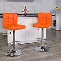 Flash Furniture Contemporary Vinyl Adjustable Height Barstool with Back, Orange, 2-Pieces (2DS810MOD