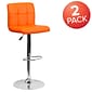 Flash Furniture Contemporary Vinyl Adjustable Height Barstool with Back, Orange, 2-Pieces (2DS810MODORGGG)