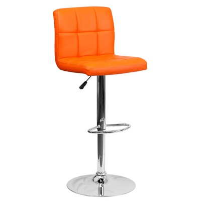 Flash Furniture Contemporary Vinyl Adjustable Height Barstool with Back, Orange, 2-Pieces (2DS810MODORGGG)