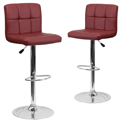 Flash Furniture Contemporary Vinyl Adjustable Height Barstool with Back, Burgundy, 2-Pieces (2DS810MODBURGGG)