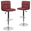 Flash Furniture Contemporary Vinyl Adjustable Height Barstool with Back, Burgundy, 2-Pieces (2DS810M