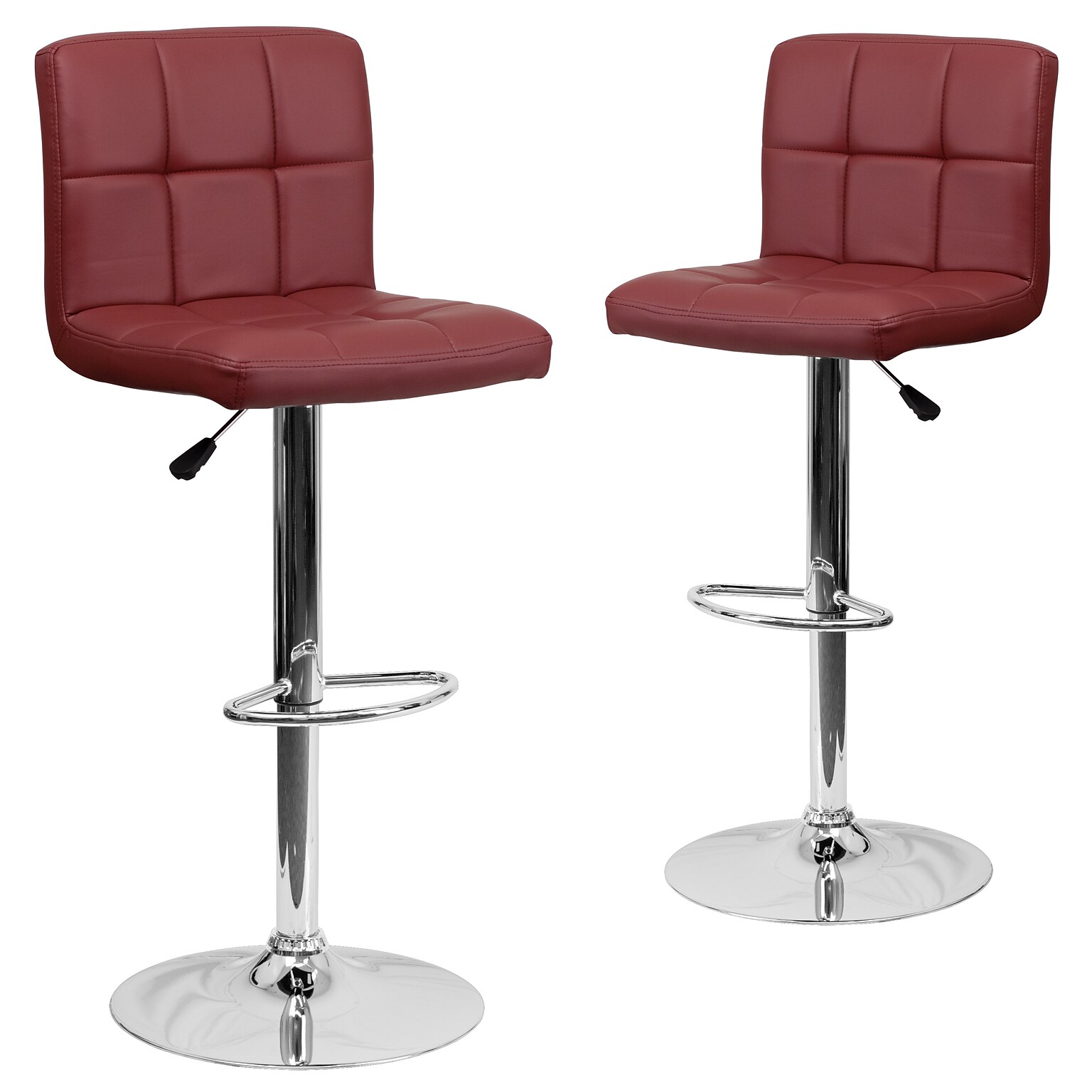 Flash Furniture Contemporary Vinyl Adjustable Height Barstool with Back, Burgundy, 2-Pieces (2DS810MODBURGGG)