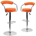 Flash Furniture Contemporary Vinyl Adjustable Height Barstool with Back, Orange, 2-Pieces (2CHTC3106