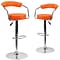 Flash Furniture Contemporary Vinyl Adjustable Height Barstool with Back, Orange, 2-Pieces (2CHTC3106