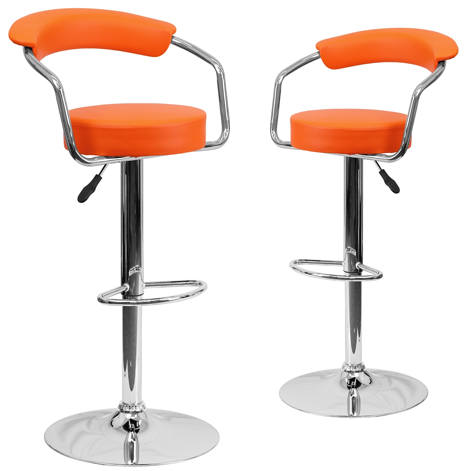 Flash Furniture Contemporary Vinyl Adjustable Height Barstool with Back, Orange, 2-Pieces (2CHTC31060ORGGG)