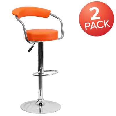 Flash Furniture Contemporary Vinyl Adjustable Height Barstool with Back, Orange, 2-Pieces (2CHTC31060ORGGG)