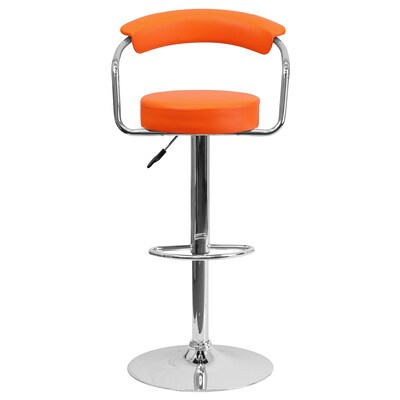 Flash Furniture Contemporary Vinyl Adjustable Height Barstool with Back, Orange, 2-Pieces (2CHTC31060ORGGG)