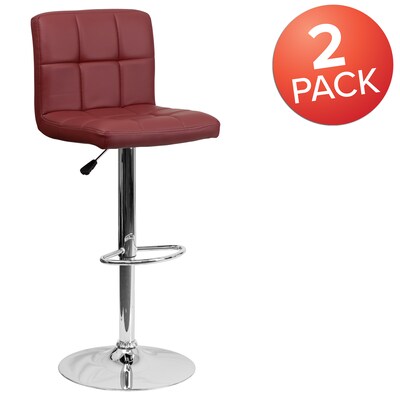 Flash Furniture Contemporary Vinyl Adjustable Height Barstool with Back, Burgundy, 2-Pieces (2DS810MODBURGGG)