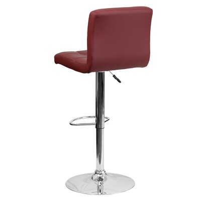 Flash Furniture Contemporary Vinyl Adjustable Height Barstool with Back, Burgundy, 2-Pieces (2DS810MODBURGGG)