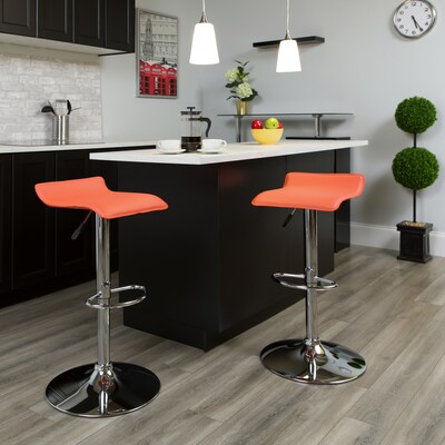 Flash Furniture Contemporary Vinyl Adjustable Height Barstool with Back, Orange, 2-Pieces (2DS801CONTORGGG)