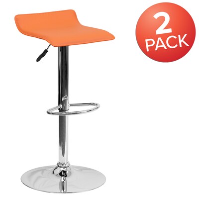 Flash Furniture Contemporary Vinyl Adjustable Height Barstool with Back, Orange, 2-Pieces (2DS801CONTORGGG)