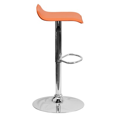 Flash Furniture Contemporary Vinyl Adjustable Height Barstool with Back, Orange, 2-Pieces (2DS801CONTORGGG)