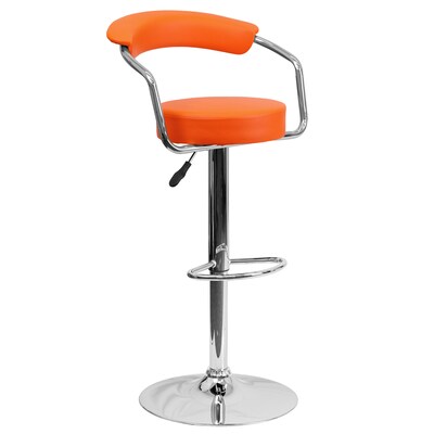 Flash Furniture Contemporary Vinyl Adjustable Height Barstool with Back, Orange, 2-Pieces (2CHTC31060ORGGG)