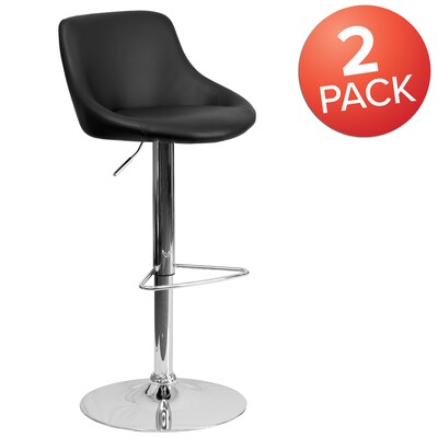 Flash Furniture Contemporary Vinyl Adjustable Height Barstool with Back, Black, 2-Pieces (2CH82028MODBKGG)