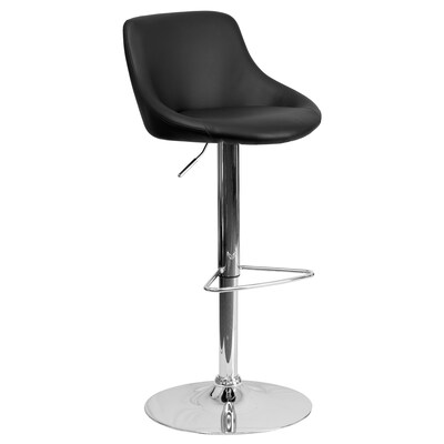 Flash Furniture Contemporary Vinyl Adjustable Height Barstool with Back, Black, 2-Pieces (2CH82028MODBKGG)
