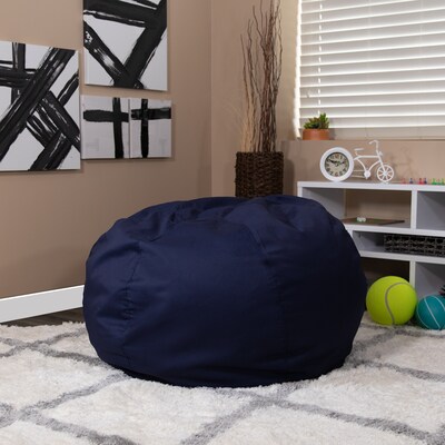 Flash Furniture Cotton Twill Oversized Solid Bean Bag Chair, Navy Blue