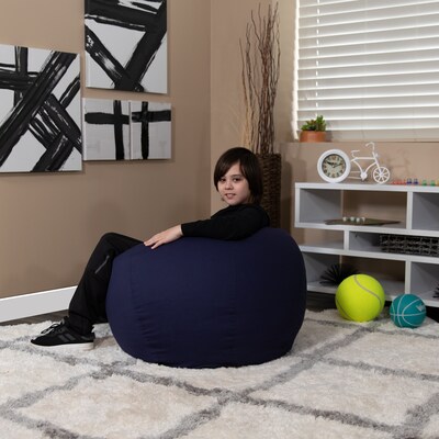 Flash Furniture Cotton Twill Bean Bag Chair, Navy Blue (DGBEANSMSLDBL)