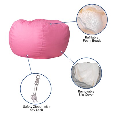 Flash Furniture Cotton Twill Bean Bag Chair, Light Pink (DGBEANLGSLDPK)