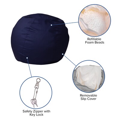 Flash Furniture Cotton Twill Bean Bag Chair, Navy Blue (DGBEANSMSLDBL)