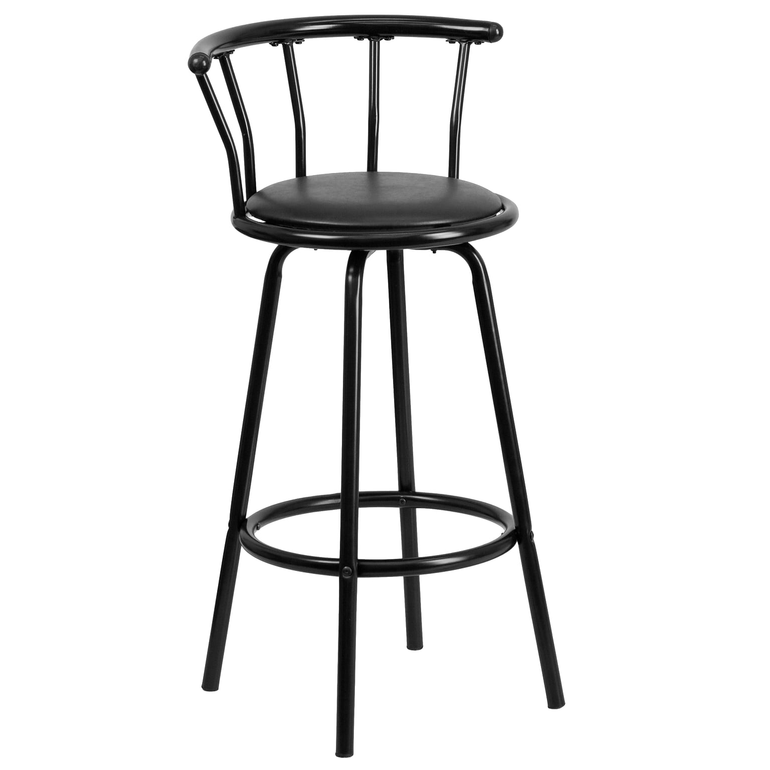 Flash Furniture Transitional Vinyl Swivel Barstool, Black (YBYJ909KD)