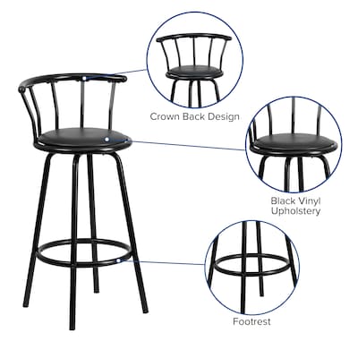Flash Furniture Transitional Vinyl Swivel Barstool, Black (YBYJ909KD)