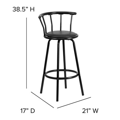 Flash Furniture Transitional Vinyl Swivel Barstool, Black (YBYJ909KD)