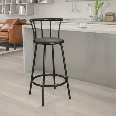 Flash Furniture Transitional Vinyl Swivel Barstool, Black (YBYJ909KD)