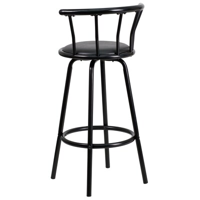 Flash Furniture Transitional Vinyl Swivel Barstool, Black (YBYJ909KD)