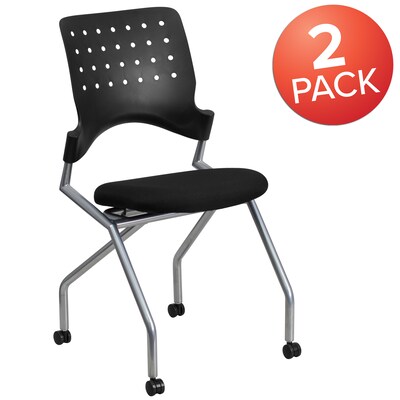 Flash Furniture Fabric Padded Mobile Nesting Chair, Black, 2/Pack