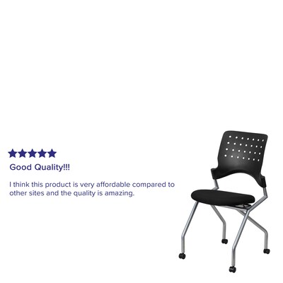 Flash Furniture Fabric Padded Mobile Nesting Chair, Black, 2/Pack