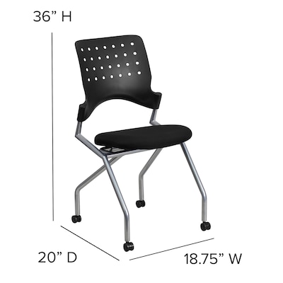 Flash Furniture Fabric Padded Mobile Nesting Chair, Black, 2/Pack