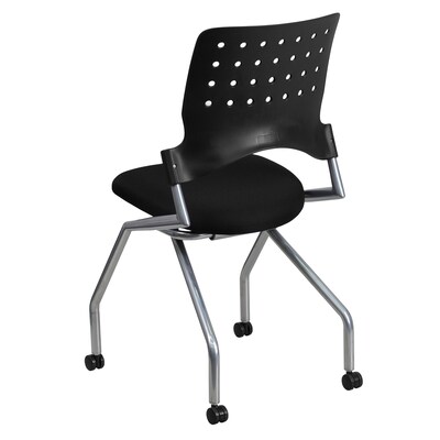 Flash Furniture Fabric Padded Mobile Nesting Chair, Black, 2/Pack