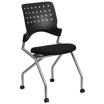 Flash Furniture Fabric Padded Mobile Nesting Chair, Black, 2/Pack