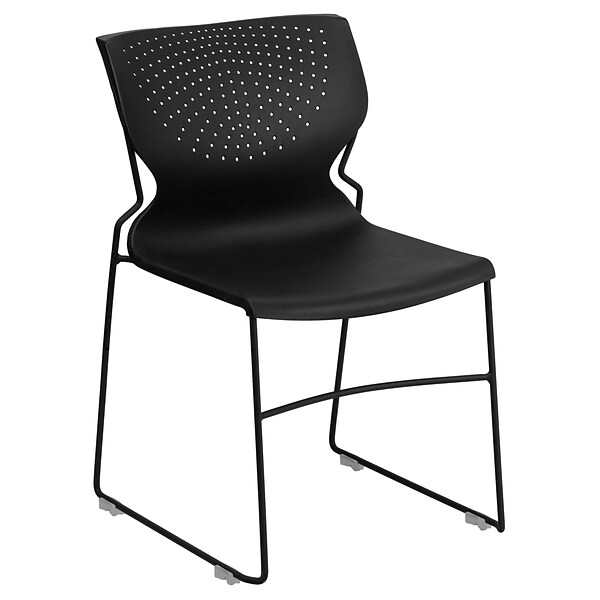 Flash Furniture Hercules Plastic Stack Chair, Black (RUT438BKGG)