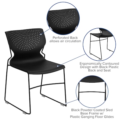Flash Furniture HERCULES Series Plastic Stack Chair, Black (RUT438BK)