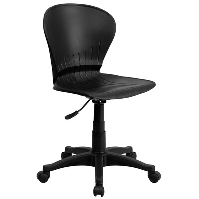 Flash Furniture Sorho Armless Plastic Swivel Mid-Back Task Office Chair, Black (RUTA103BK)