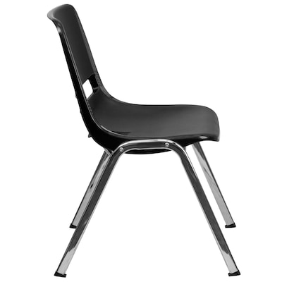 Flash Furniture HERCULES Series Plastic Shell Stack Chair, Black/Chrome (RUT16BKCHR)