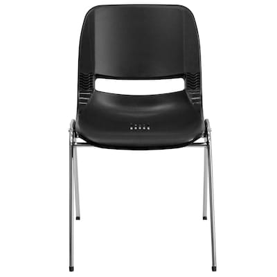 Flash Furniture HERCULES Series Plastic Shell Stack Chair, Black/Chrome (RUT16BKCHR)