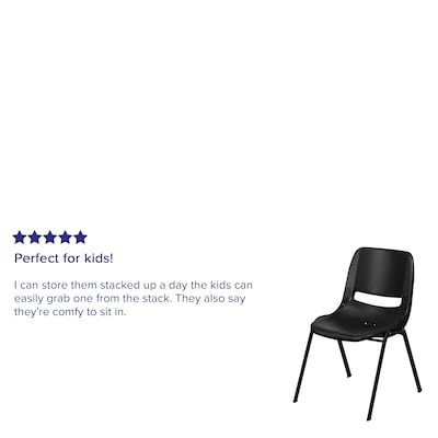 Flash Furniture HERCULES Series Plastic Kid's Shell Stack Chair, Black (RUT14PDRBK)