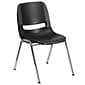 Flash Furniture Hercules Shell Ergonomic Stack Chair With Chrome Frame and 16 Seat, Black