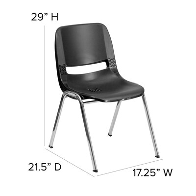 Flash Furniture HERCULES Series Plastic Shell Stack Chair, Black/Chrome (RUT16BKCHR)