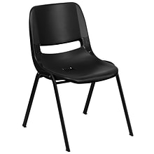 Flash Furniture Hercules Shell Ergonomic Stack Chair With Black Frame and 14 Seat, Black