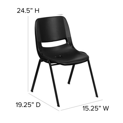 Flash Furniture HERCULES Series Plastic Kid's Shell Stack Chair, Black (RUT14PDRBK)