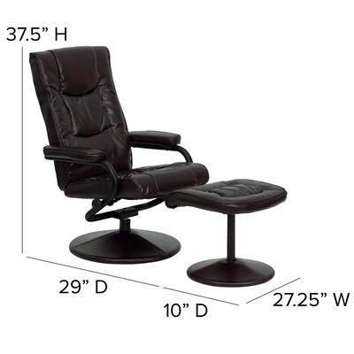 Flash Furniture LeatherSoft Recliner and Ottoman Set Brown (BT7862BN)