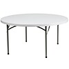 Flash Furniture 59 3/4 Plastic Round Folding Table, Granite White