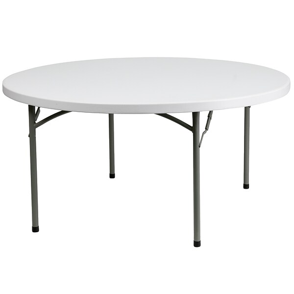 Flash Furniture 59 3/4 Plastic Round Folding Table, Granite White