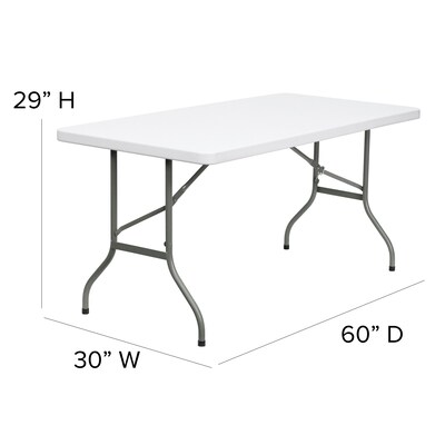 Flash Furniture Elon Folding Table, 60" x 30", Granite White (DADYCZ152)