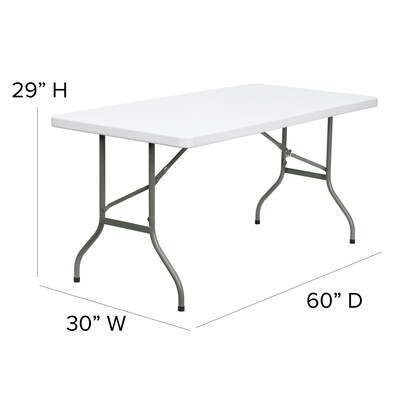 Flash Furniture Elon 5' x 30" Plastic Folding Table, Granite White (DADYCZ152)