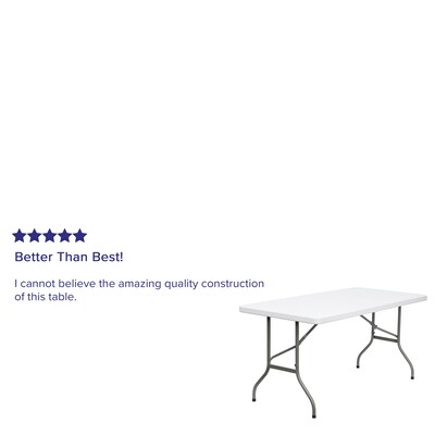 Flash Furniture Elon 5' x 30" Plastic Folding Table, Granite White (DADYCZ152)
